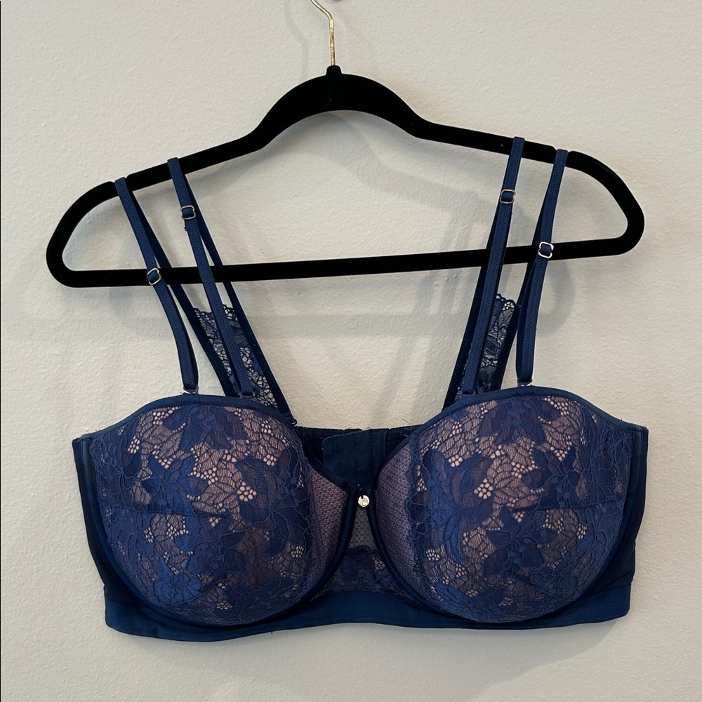 Cacique 44F Navy Lace Underwire Bra